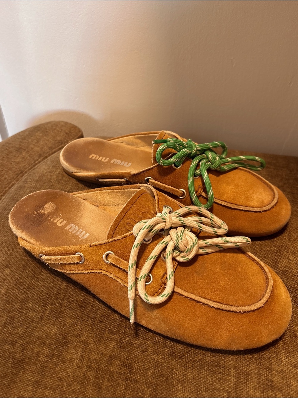 Miu Miu Boat Mule Shoes - 38 (Size 8) - Significant Wear